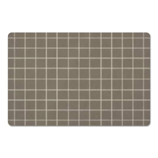 Taupe & White Check Floor Mat